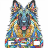 Deutscher Schäferhund - farbenfrohe Mosaikkunst Aufkleber (Vorderseite)