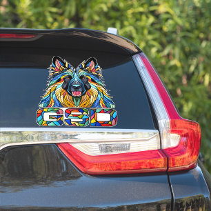 Deutscher Schäferhund - farbenfrohe Mosaikkunst Aufkleber