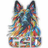 Deutscher Schäferhund - farbenfrohe Mosaikkunst Aufkleber (Vorderseite)