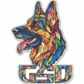 Deutscher Schäferhund - farbenfrohe Mosaikkunst Aufkleber (Vorderseite)