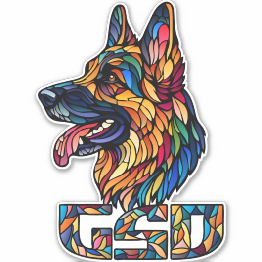 Deutscher Schäferhund - farbenfrohe Mosaikkunst Aufkleber (Vorderseite)