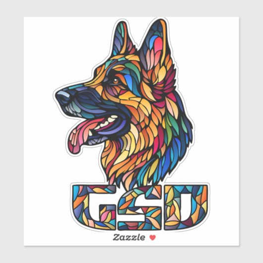 Deutscher Schäferhund - farbenfrohe Mosaikkunst Aufkleber (Blatt)