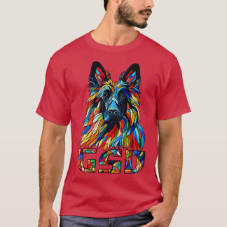 Deutscher Schäferhund farbenfrohe Mosaikkunst T-Shirt