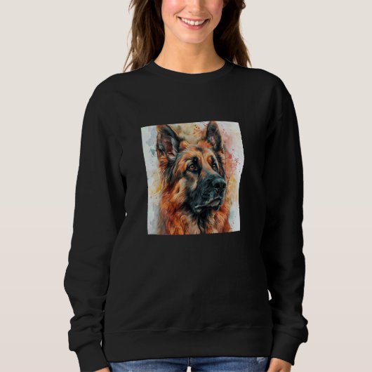 Deutscher Schäferhund farbenfrohe Wasserfarben Gra Sweatshirt (Vorderseite)