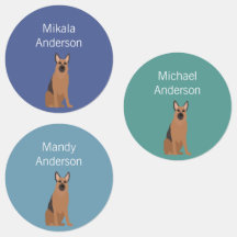 Deutscher Schäferhund färbt wasserdichtes Etikett