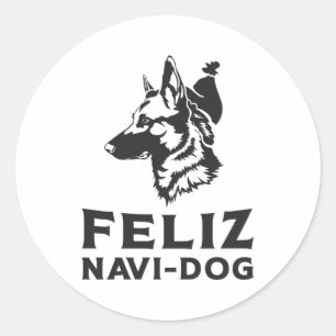 Deutscher Schäferhund Feliz Navi-Dog Hunde Tier Vi Runder Aufkleber