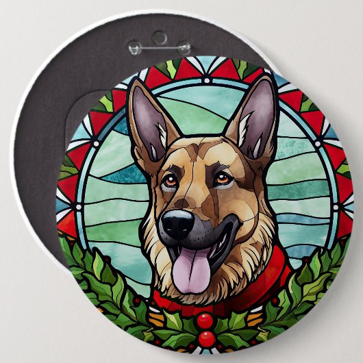 Deutscher Schäferhund Festglasweihnachtsfest Button (Vorne & Hinten)