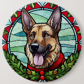 Deutscher Schäferhund Festglasweihnachtsfest Button (Vorderseite)