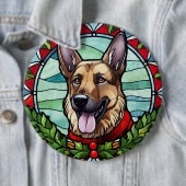 Deutscher Schäferhund Festglasweihnachtsfest Button (Beispiel)
