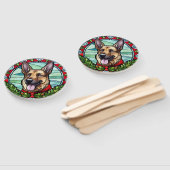 Deutscher Schäferhund Festglasweihnachtsfest Fächer (Non-assembled)