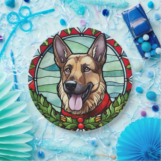 Deutscher Schäferhund Festglasweihnachtsfest Pappteller (Party)