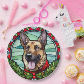 Deutscher Schäferhund Festglasweihnachtsfest Pappteller (Party)
