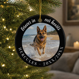 Deutscher Schäferhund Forever Herz Schwarz Gedenkf Keramik Ornament