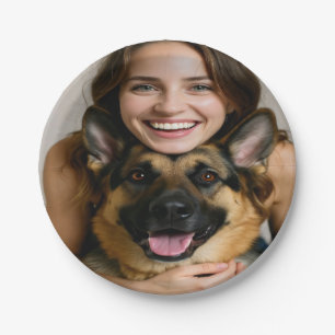 Deutscher Schäferhund-Foto personalisieren Pappteller
