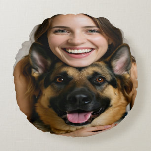 Deutscher Schäferhund Foto personalisieren Rundes Kissen