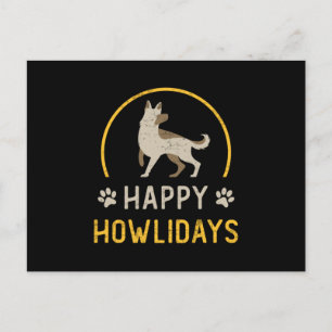 Deutscher Schäferhund Frohe Howlidays Hund Vintage Postkarte