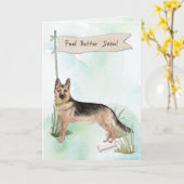 Deutscher Schäferhund fühlt sich nach der Operatio Karte (Gelbe Blume)