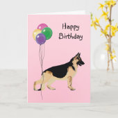 Deutscher Schäferhund, Geburtstagskugel Karte (Gelbe Blume)