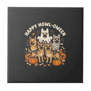 Deutscher Schäferhund Geist Halloween Heul-Oween D Fliese