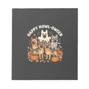 Deutscher Schäferhund Geist Halloween Heul-Oween D Notizblock