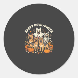 Deutscher Schäferhund Geist Halloween Heul-Oween D Runder Aufkleber