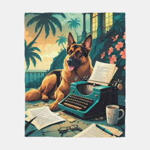 Deutscher Schäferhund Gentleman Vintage Fleecedecke