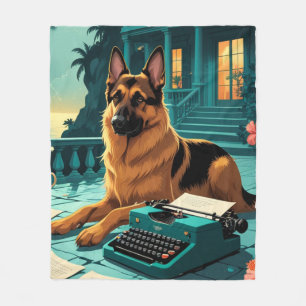 Deutscher Schäferhund Gentleman Vintage  Fleecedecke