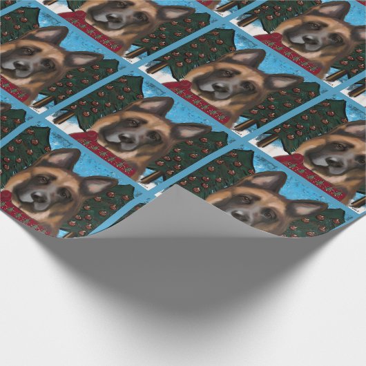 Deutscher Schäferhund Geschenkpapier (Ecke)