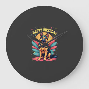 Deutscher Schäferhund Glücklicher Geburtstag Party Große Wanduhr