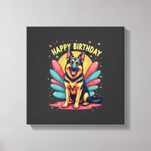 Deutscher Schäferhund Glücklicher Geburtstag Party Leinwanddruck