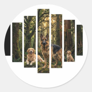 Deutscher Schäferhund & Golden Retriever Natur-Wan Runder Aufkleber