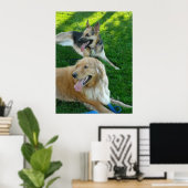 Deutscher Schäferhund/Goldener Retriever Poster (Heimbüro)