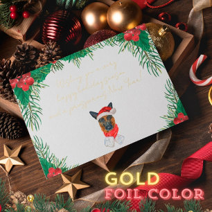 Deutscher Schäferhund Goldfolie Weihnachten Folien Feiertagspostkarte