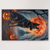 Deutscher Schäferhund Gothic Forest Halloween Kuns Puzzle (Horizontal)