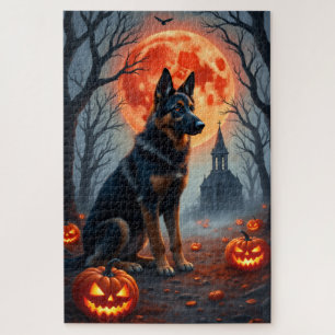 Deutscher Schäferhund Gothic Forest Halloween Kuns Puzzle