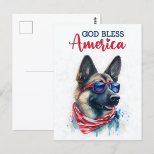 Deutscher Schäferhund, Gott segne Amerika Postkart Postkarte