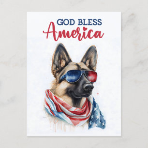 Deutscher Schäferhund, Gott segne Amerika Postkart Postkarte