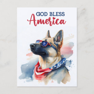 Deutscher Schäferhund, Gott segne Amerika Postkart Postkarte