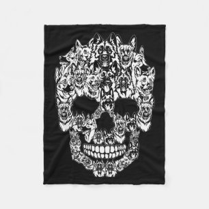 Deutscher Schäferhund Grafik Halloween-Totenkopf Fleecedecke