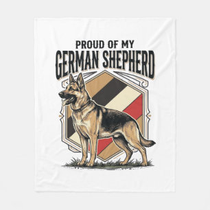 Deutscher Schäferhund Grafik Vintage Gravur Hunde Fleecedecke
