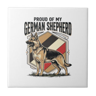 Deutscher Schäferhund Grafik Vintage Gravur Hunde Fliese