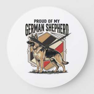 Deutscher Schäferhund Grafik Vintage Gravur Hunde Große Wanduhr