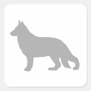 Deutscher Schäferhund Graue Silhouette Quadratischer Aufkleber