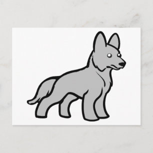 Deutscher Schäferhund Graue Zeichentrickfigur Postkarte