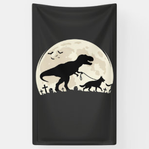 Deutscher Schäferhund Halloween Dinosaur Mond Silh Banner