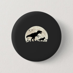 Deutscher Schäferhund Halloween Dinosaur Mond Silh Button