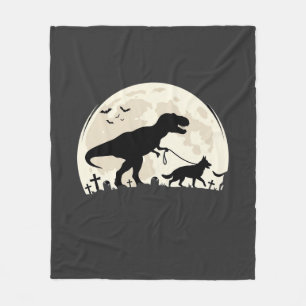 Deutscher Schäferhund Halloween Dinosaur Mond Silh Fleecedecke