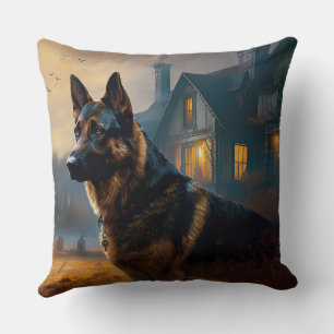 Deutscher Schäferhund Halloween Gruselig Kissen