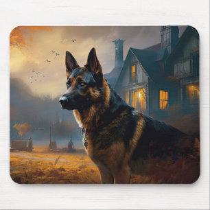 Deutscher Schäferhund Halloween Gruselig Mousepad