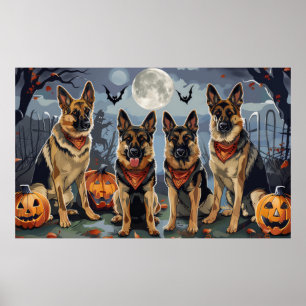 Deutscher Schäferhund Halloween Gruselig Poster